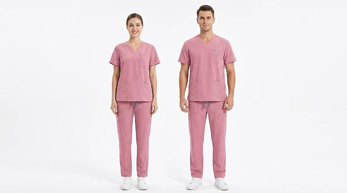 Unisex Scrub Set, Cargo Pants, Pink, L-3XL Unisex Scrub Set