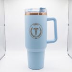 EZmed 40oz Stainless Steel Tumbler with Handle, Insulated Travel Mug with Straw Lid, Light Blue