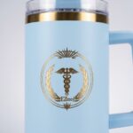EZmed 40oz Stainless Steel Tumbler with Handle, Insulated Travel Mug with Straw Lid, Light Blue