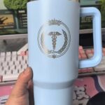 EZmed 40oz Stainless Steel Tumbler with Handle, Insulated Travel Mug with Straw Lid, Light Blue