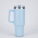 EZmed 40oz Stainless Steel Tumbler with Handle, Insulated Travel Mug with Straw Lid, Light Blue
