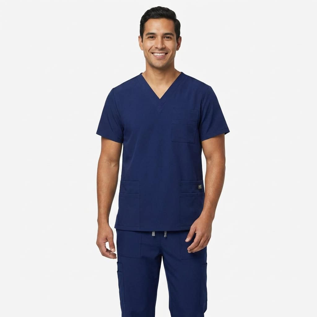 Ezmedwear Unisex Scrub Set, Cargo Pants, Navy, L-3XL