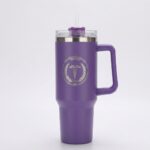 EZmed 40oz Stainless Steel Tumbler with Handle, Insulated Travel Mug with Straw Lid, Purple