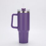 EZmed 40oz Stainless Steel Tumbler with Handle, Insulated Travel Mug with Straw Lid, Purple