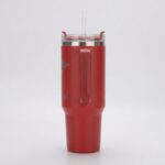 EZmed 40oz Stainless Steel Tumbler with Handle, Insulated Travel Mug with Straw Lid, Red